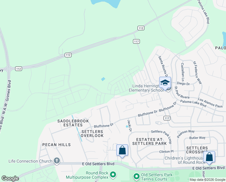 map of restaurants, bars, coffee shops, grocery stores, and more near 2867 Shadowpoint Cove in Round Rock