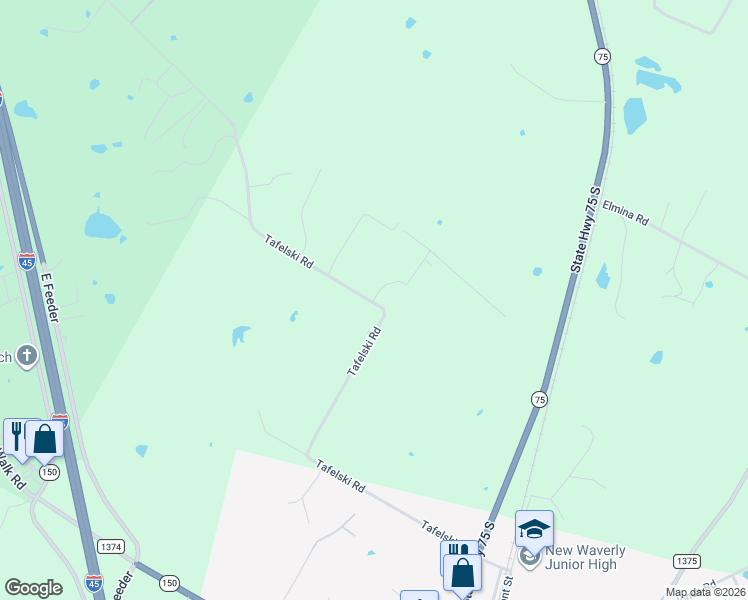 map of restaurants, bars, coffee shops, grocery stores, and more near 880 Tafelski Road in New Waverly