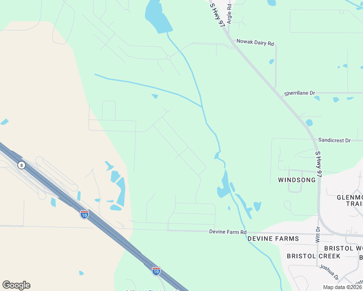 map of restaurants, bars, coffee shops, grocery stores, and more near 3160 Sandicrest Drive in Cantonment