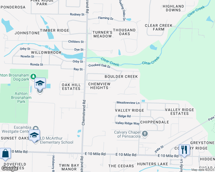 map of restaurants, bars, coffee shops, grocery stores, and more near 851 Barksdale Street in Pensacola