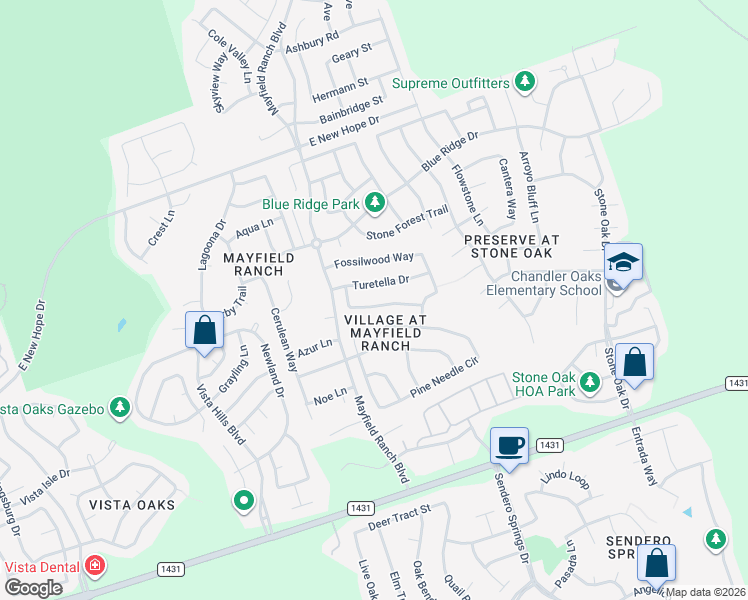 map of restaurants, bars, coffee shops, grocery stores, and more near 3745 Turetella Drive in Round Rock