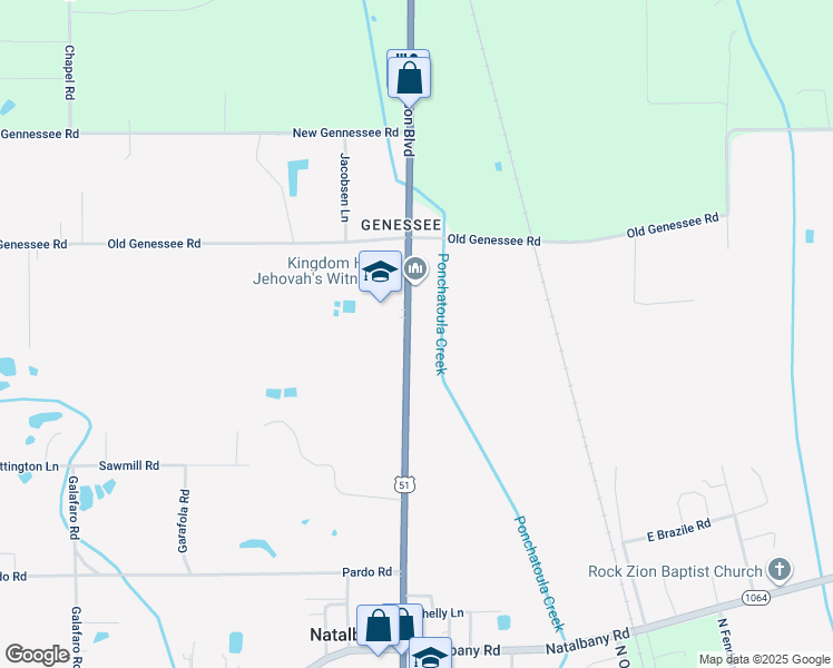 map of restaurants, bars, coffee shops, grocery stores, and more near 48398 U.S. 51 in Tickfaw