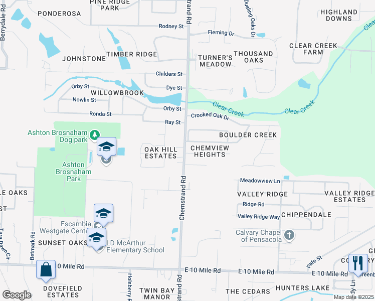 map of restaurants, bars, coffee shops, grocery stores, and more near 701 Barksdale Street in Pensacola