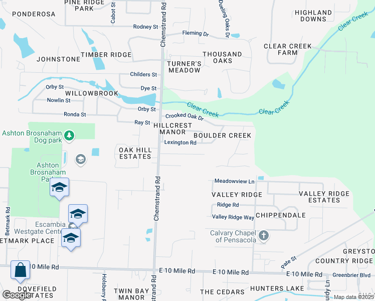 map of restaurants, bars, coffee shops, grocery stores, and more near 800 Lexington Road in Pensacola