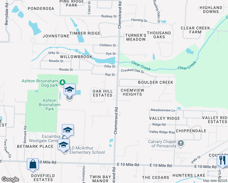 map of restaurants, bars, coffee shops, grocery stores, and more near 1000 Patriot Place in Pensacola