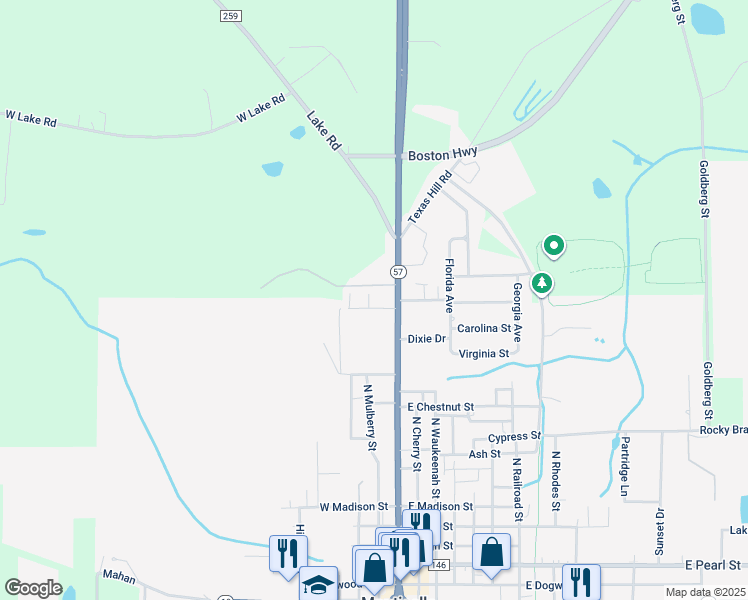 map of restaurants, bars, coffee shops, grocery stores, and more near 1340 Susanna St in Monticello