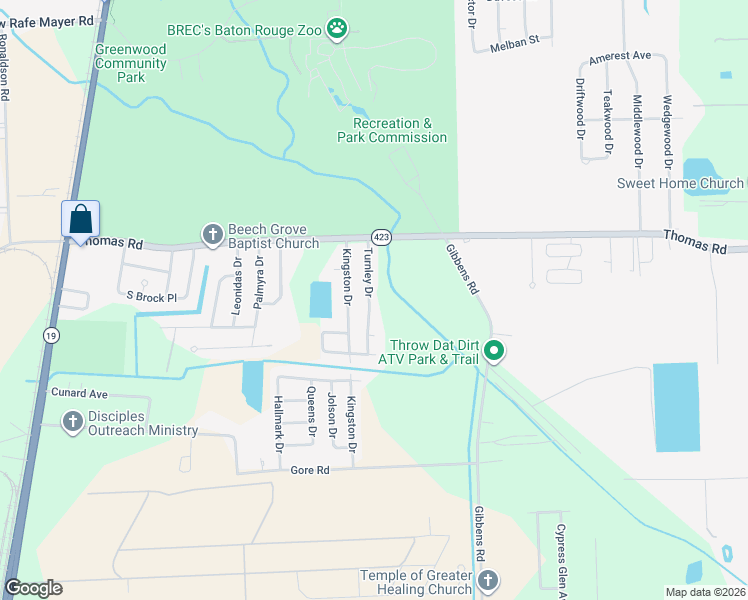 map of restaurants, bars, coffee shops, grocery stores, and more near 12358 Turnley Drive in Baton Rouge