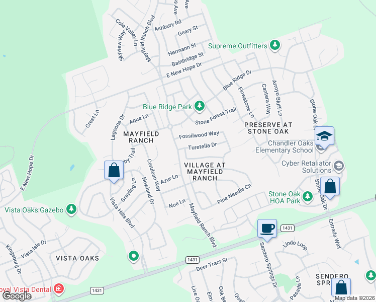 map of restaurants, bars, coffee shops, grocery stores, and more near 3777 Turetella Dr in Round Rock