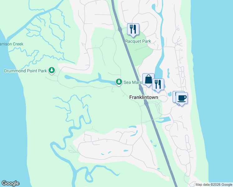 map of restaurants, bars, coffee shops, grocery stores, and more near 3006 Sea Marsh Road in Fernandina Beach