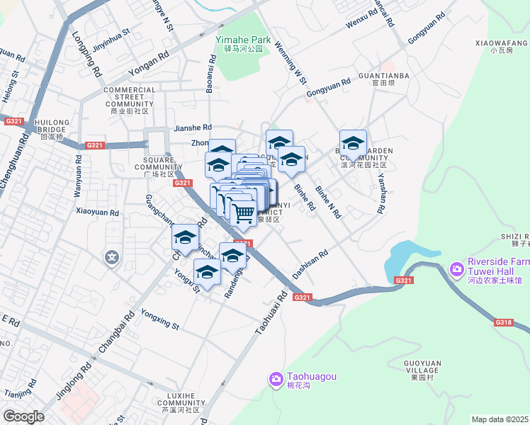 map of restaurants, bars, coffee shops, grocery stores, and more near in Chengdu