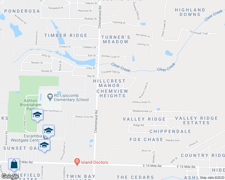 map of restaurants, bars, coffee shops, grocery stores, and more near 800 Lexington Road in Pensacola