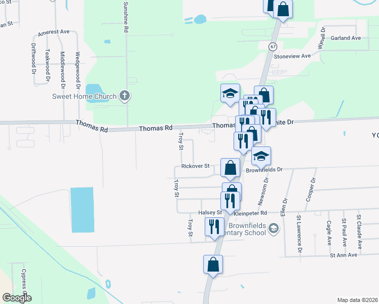 map of restaurants, bars, coffee shops, grocery stores, and more near 12163 Strauss Drive in Baton Rouge