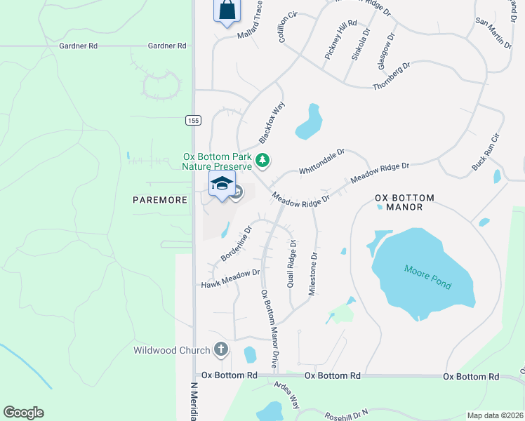 map of restaurants, bars, coffee shops, grocery stores, and more near 6154 Borderline Drive in Tallahassee