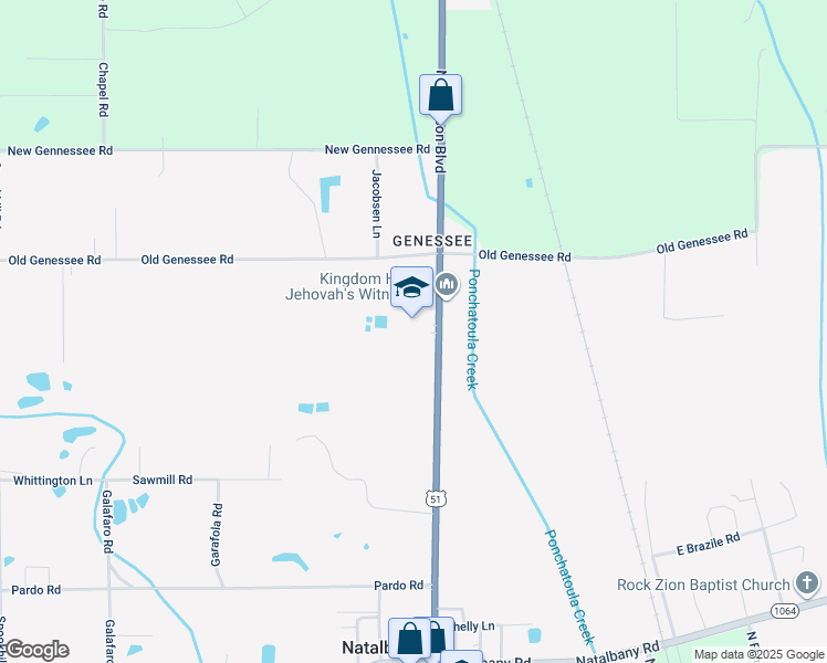 map of restaurants, bars, coffee shops, grocery stores, and more near 48405 U.S. 51 in Tickfaw