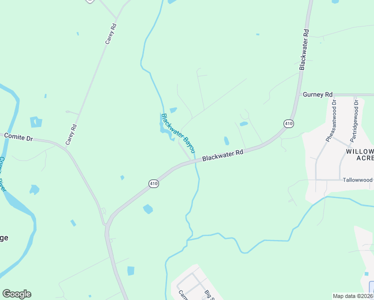 map of restaurants, bars, coffee shops, grocery stores, and more near 11415 Blackwater Road in Baker