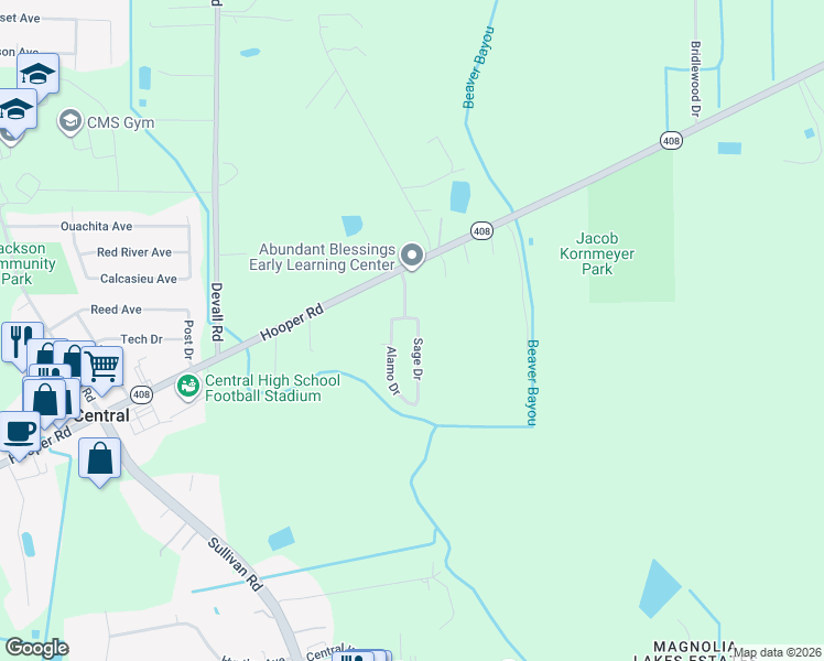 map of restaurants, bars, coffee shops, grocery stores, and more near 11935 Sage Drive in Baton Rouge