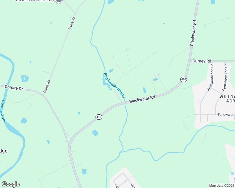 map of restaurants, bars, coffee shops, grocery stores, and more near 11415 Blackwater Road in Baker