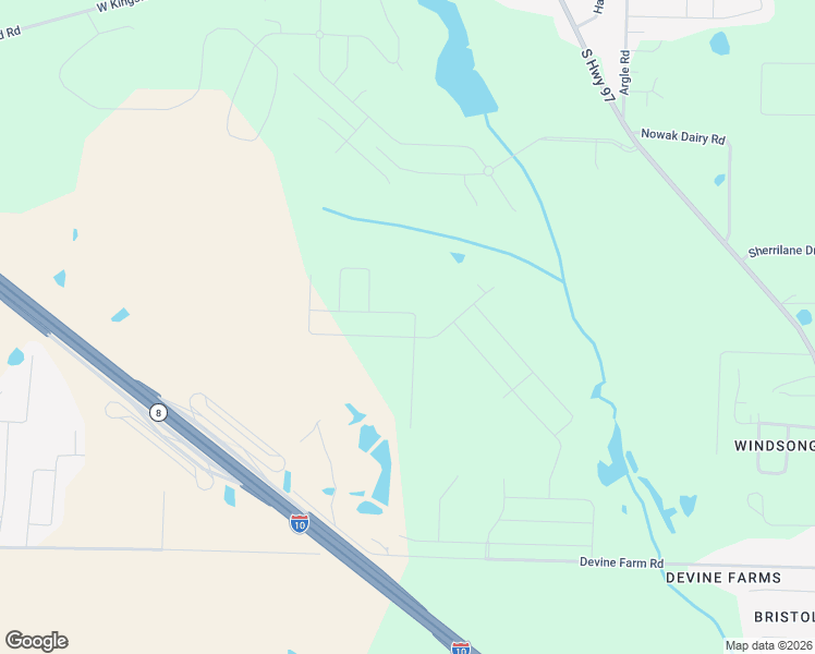map of restaurants, bars, coffee shops, grocery stores, and more near 4499 Devine Farm Road in Cantonment