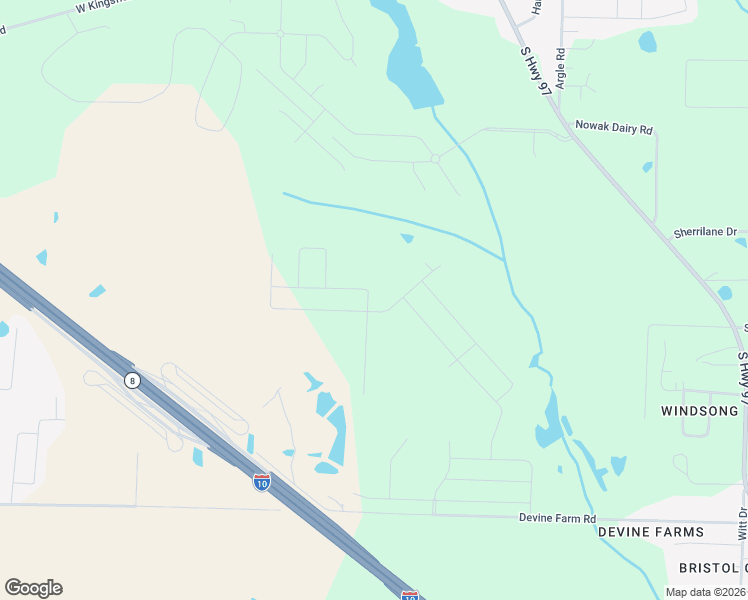 map of restaurants, bars, coffee shops, grocery stores, and more near 4499 Devine Farm Road in Cantonment