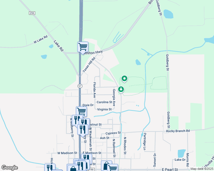 map of restaurants, bars, coffee shops, grocery stores, and more near 1440 Tennessee Avenue in Monticello