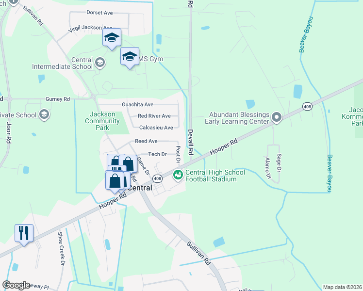 map of restaurants, bars, coffee shops, grocery stores, and more near 13981 Reed Avenue in Baton Rouge