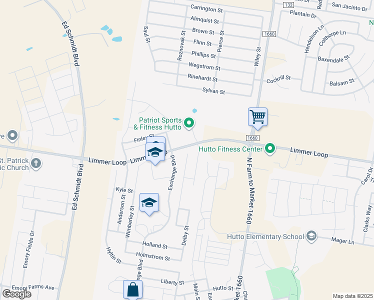 map of restaurants, bars, coffee shops, grocery stores, and more near 321 Lidell Street in Hutto
