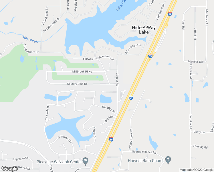 map of restaurants, bars, coffee shops, grocery stores, and more near 524 Country Club Drive in Picayune