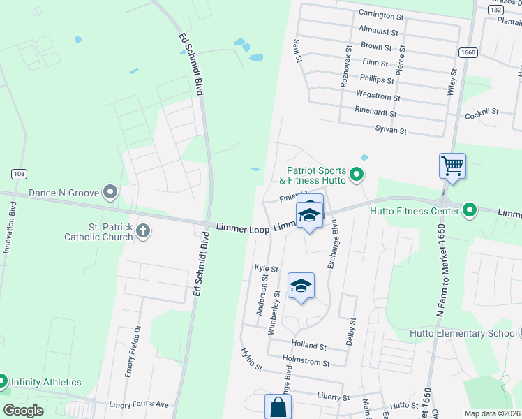 map of restaurants, bars, coffee shops, grocery stores, and more near 122 Westfield Street in Hutto