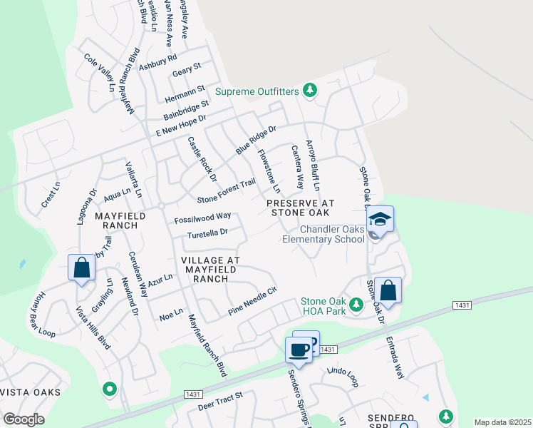 map of restaurants, bars, coffee shops, grocery stores, and more near 905 Mammoth Court in Round Rock