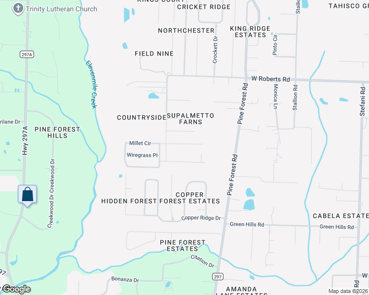 map of restaurants, bars, coffee shops, grocery stores, and more near 300 Western Pines Road in Cantonment