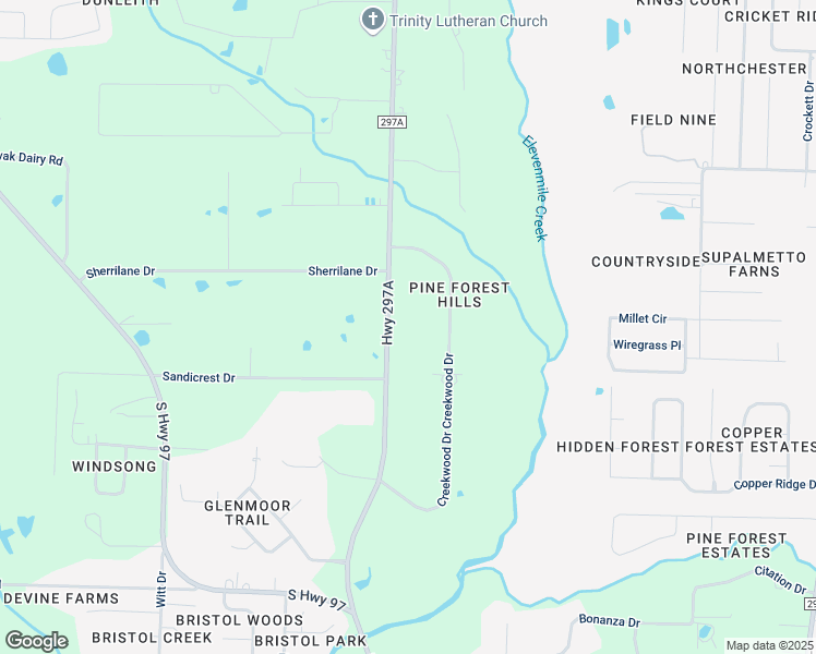 map of restaurants, bars, coffee shops, grocery stores, and more near 2944 Highway 297a in Cantonment