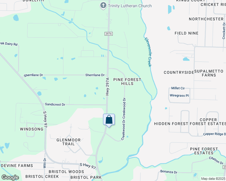 map of restaurants, bars, coffee shops, grocery stores, and more near 2944 County Road 297A in Escambia County