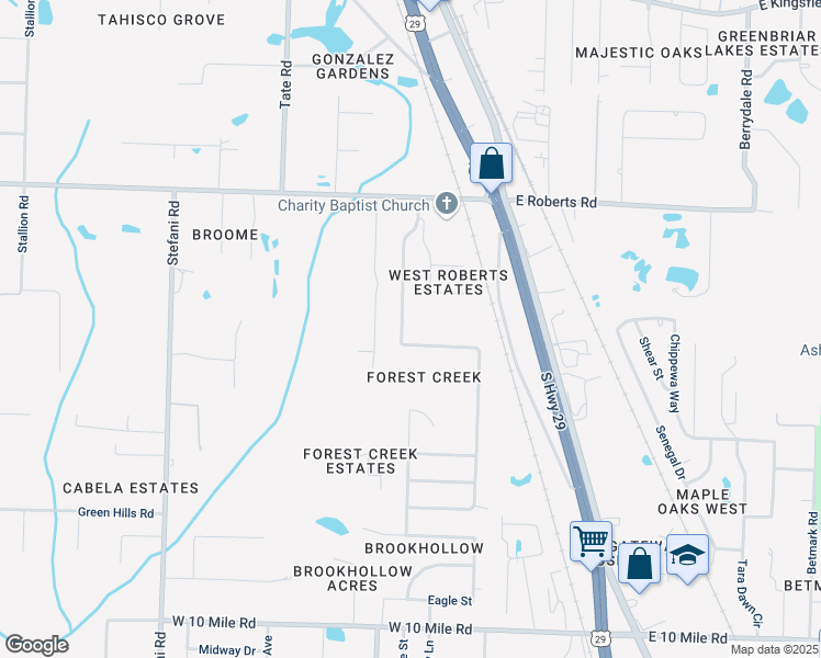 map of restaurants, bars, coffee shops, grocery stores, and more near 2552 Southern Oaks Drive in Gonzalez