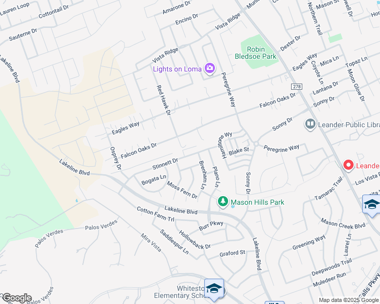 map of restaurants, bars, coffee shops, grocery stores, and more near 1613 Quynn Lane in Leander