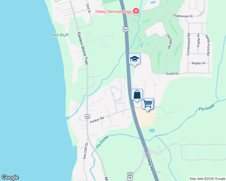 map of restaurants, bars, coffee shops, grocery stores, and more near 48 Viale Trentino in Fairhope