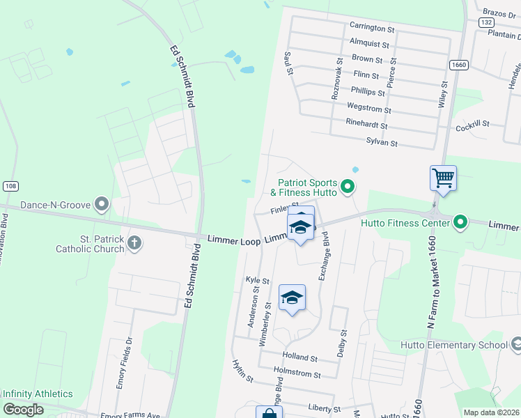 map of restaurants, bars, coffee shops, grocery stores, and more near 122 Westfield Street in Hutto