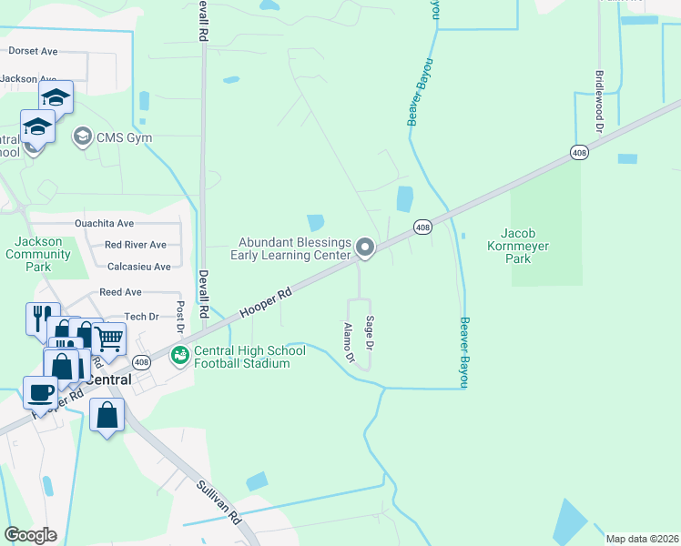 map of restaurants, bars, coffee shops, grocery stores, and more near 14721 Saddle Avenue in Baton Rouge