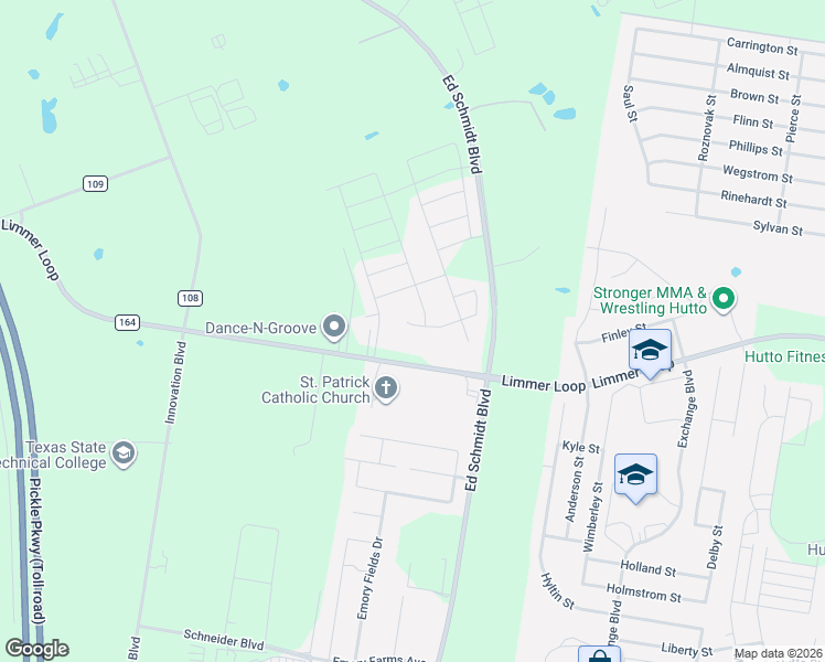 map of restaurants, bars, coffee shops, grocery stores, and more near 2501 Limmer Loop in Hutto