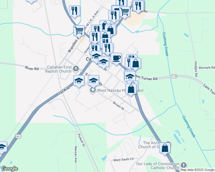 map of restaurants, bars, coffee shops, grocery stores, and more near 45025 Pumpkin Court in Callahan