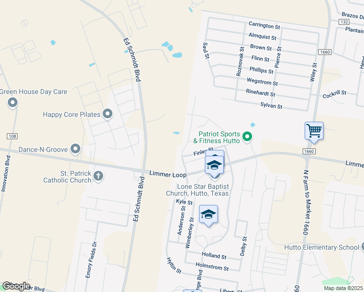 map of restaurants, bars, coffee shops, grocery stores, and more near 208 Westfield Street in Hutto