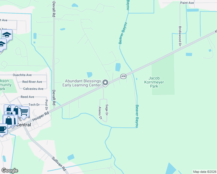 map of restaurants, bars, coffee shops, grocery stores, and more near 14836 Hooper Road in Baton Rouge