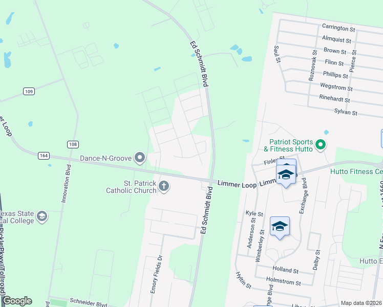 map of restaurants, bars, coffee shops, grocery stores, and more near 1249 County Road 119 in Hutto