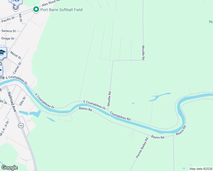 map of restaurants, bars, coffee shops, grocery stores, and more near Miller Road in Port Barre