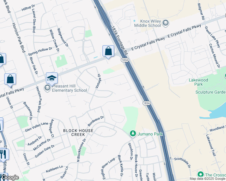 map of restaurants, bars, coffee shops, grocery stores, and more near 1121 Calistoga Drive in Leander