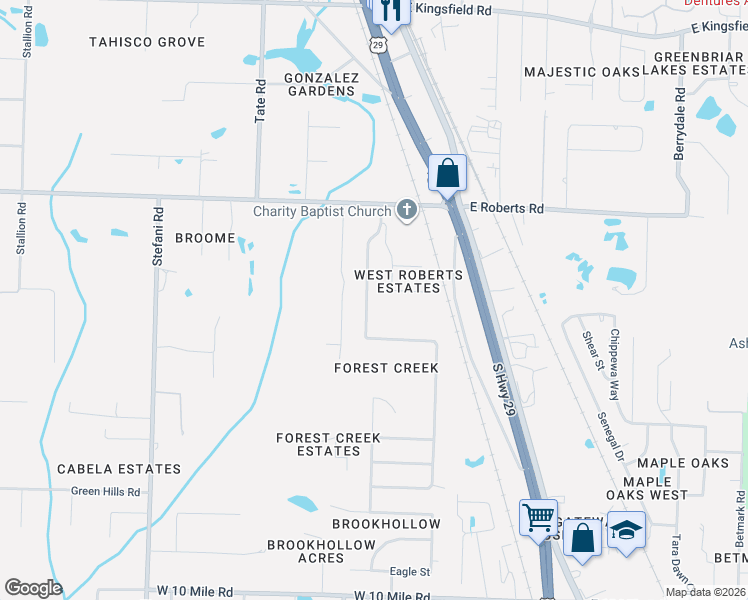 map of restaurants, bars, coffee shops, grocery stores, and more near 2531 Southern Oaks Drive in Cantonment