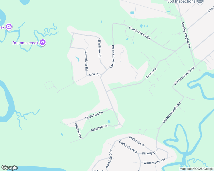 map of restaurants, bars, coffee shops, grocery stores, and more near 85182 Lonnie Crews Road in Fernandina Beach