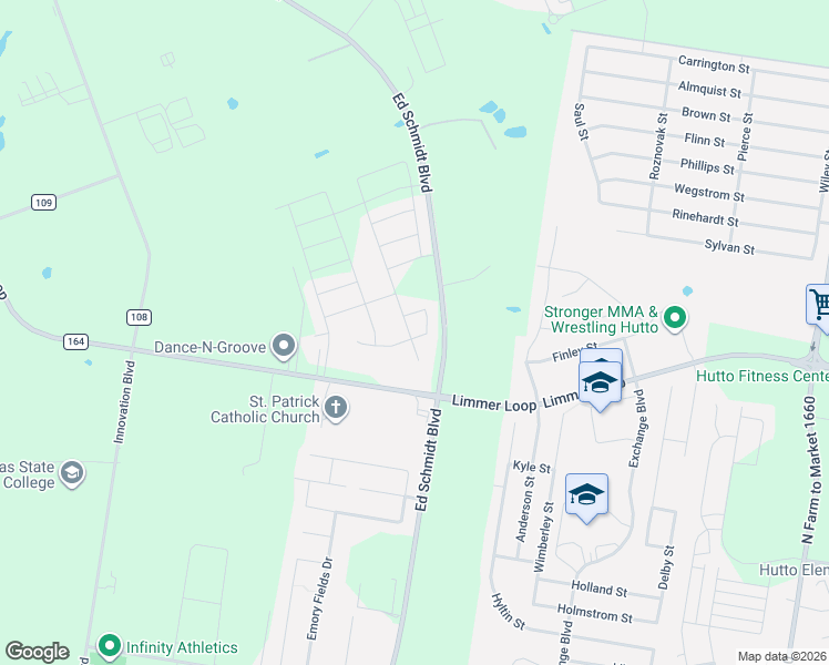 map of restaurants, bars, coffee shops, grocery stores, and more near 1249 County Road 119 in Hutto