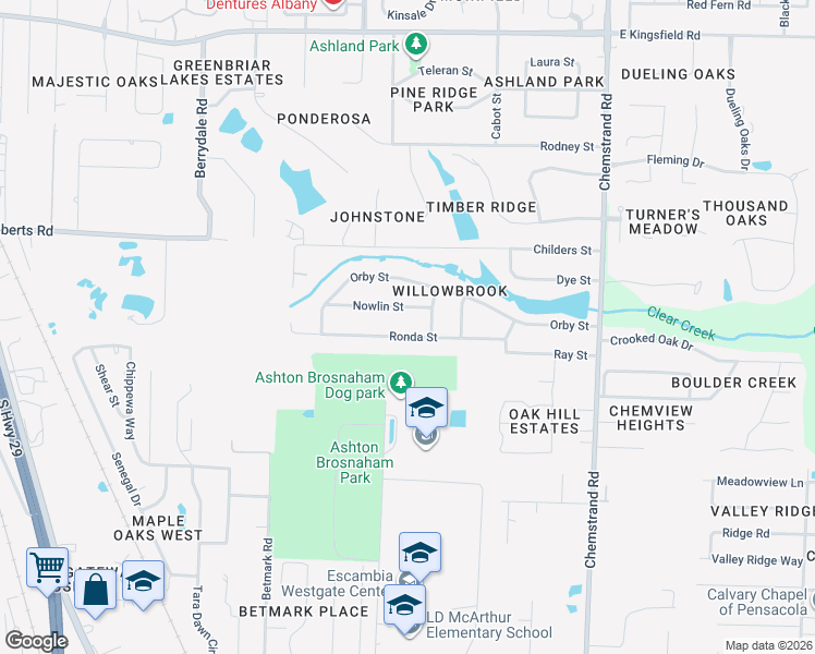 map of restaurants, bars, coffee shops, grocery stores, and more near 486 Ronda Street in Pensacola