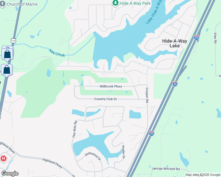 map of restaurants, bars, coffee shops, grocery stores, and more near 543 Millbrook Pkwy in Picayune