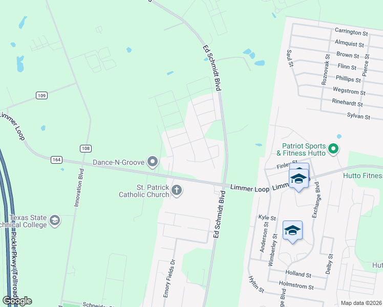 map of restaurants, bars, coffee shops, grocery stores, and more near 2501 Limmer Loop in Hutto
